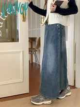 Lunivop Retro Blue Mid-Length Denim Skirt Women’s Spring And Summer New Simple Street Style